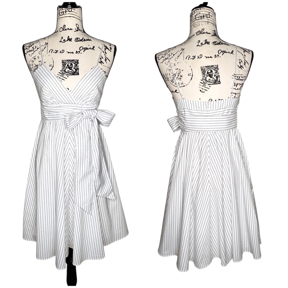 Club Monaco - Sleeveless Belted Pinstripes Summer Dress - 6